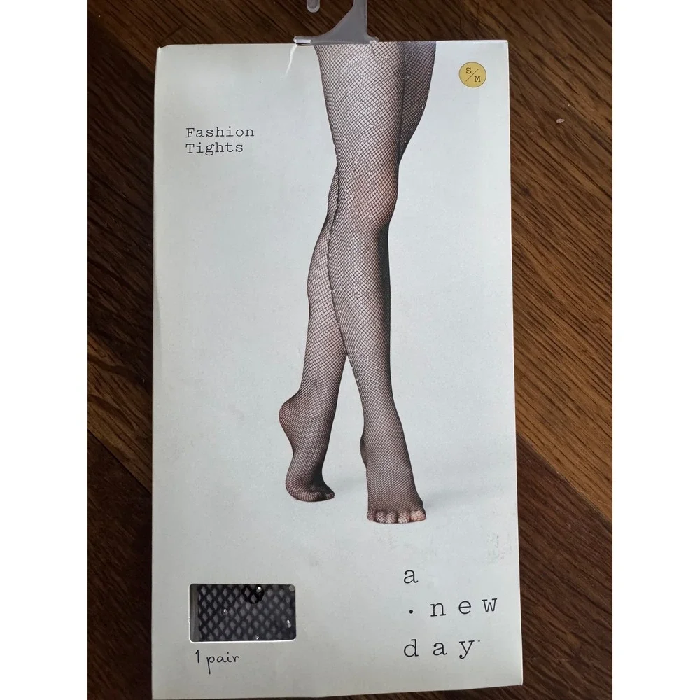 A New Day Tights Bundle 3pk Red Opaque Black Super Opaque Fishnet Size SM
